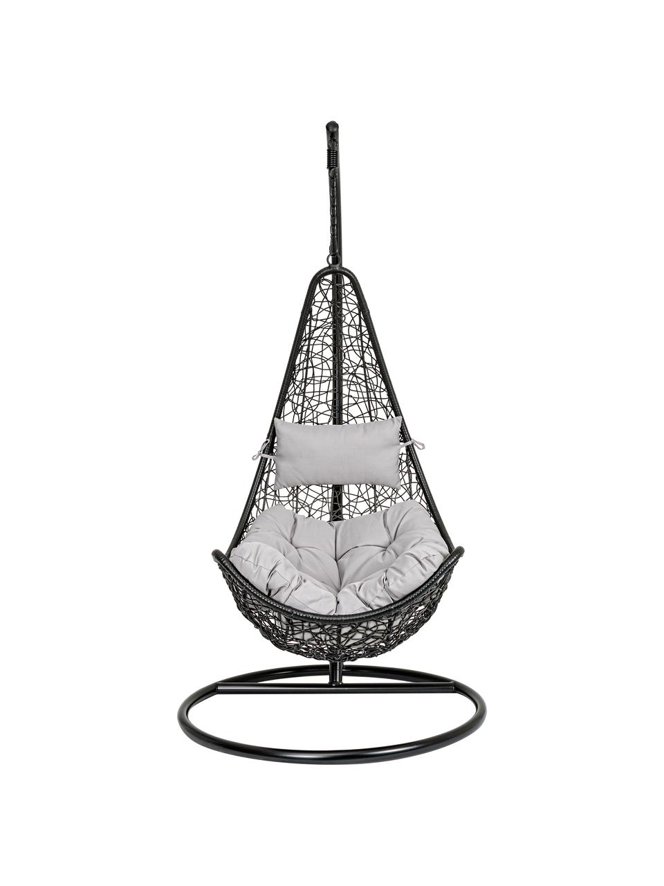 Silla colgante Amirantes, Estructura: acero con pintura en polv, Negro, gris, An 80 x F 72 cm