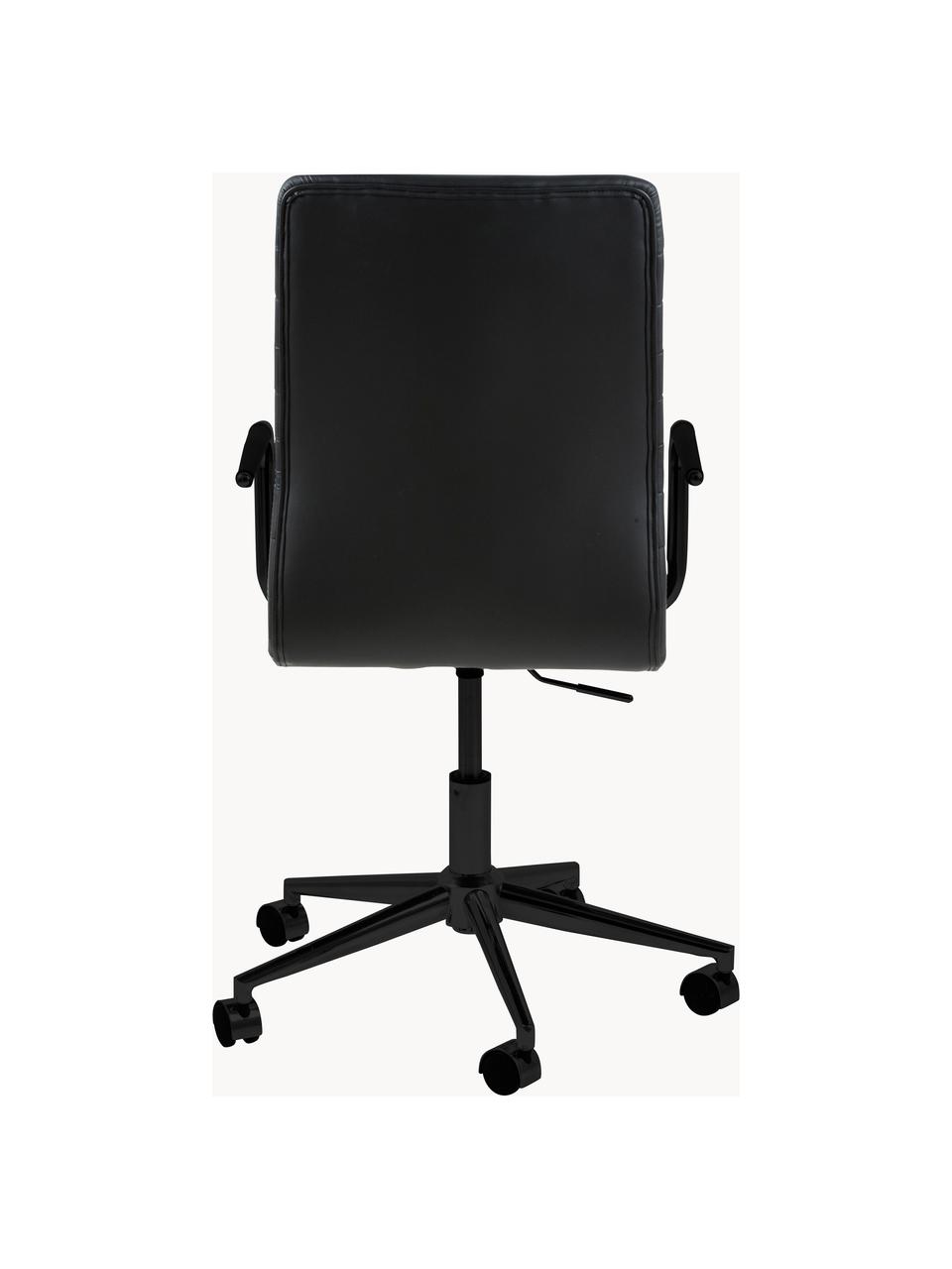 Silla de escritorio de cuero sintético Winslow, ajustable en altura, Tapizado: cuero sintético (poliuret, Asiento: 24 kg/m³, Estructura: metal con pintura en polv, Ruedas: plástico, Cuero sintético negro, An 45 x Al 58 cm