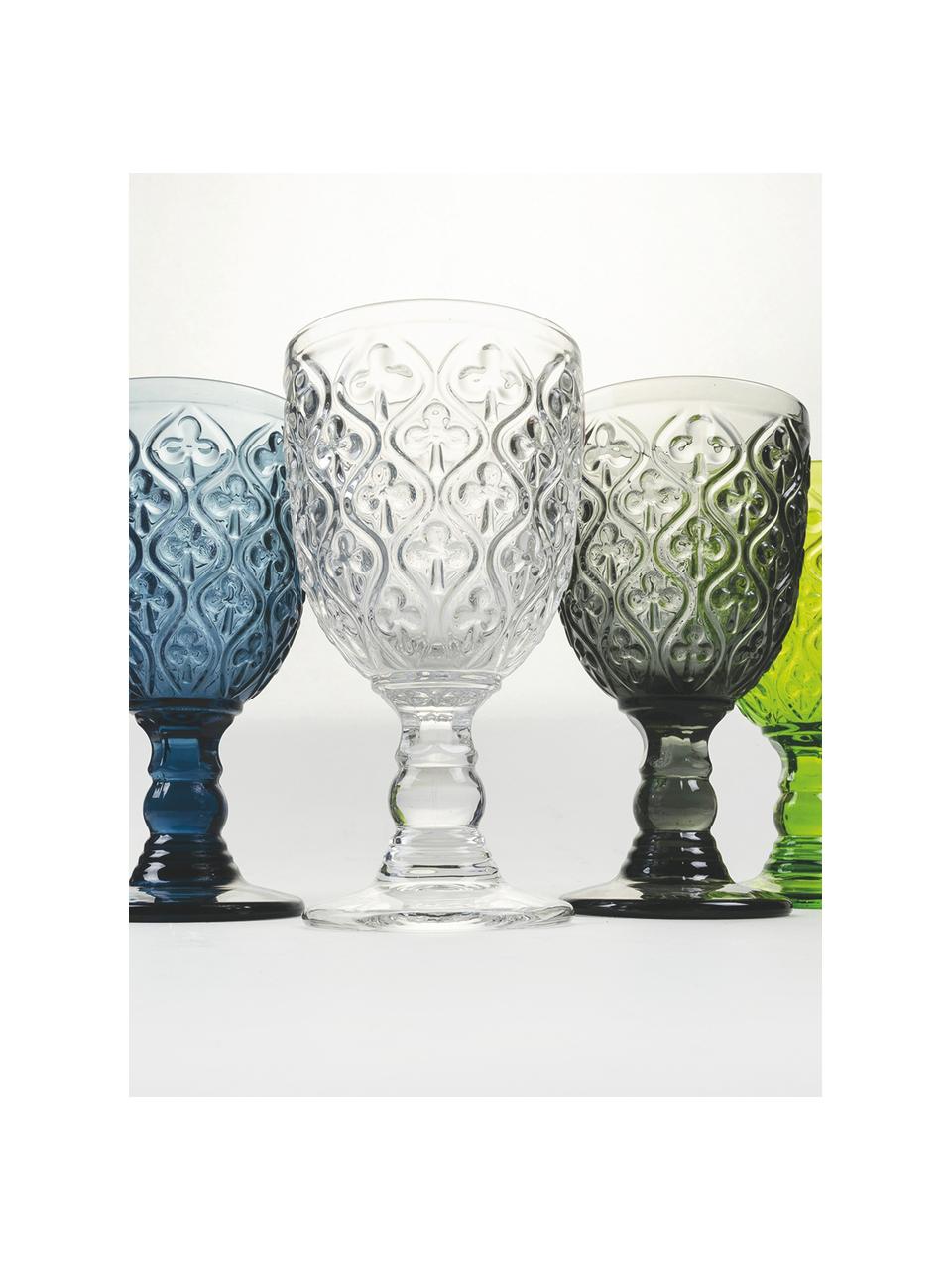 Wijnglazen Marrakech met structuurpatroon, 6-delig, Glas, Meerkleurig, Ø 8 x H 17 cm, 280 ml