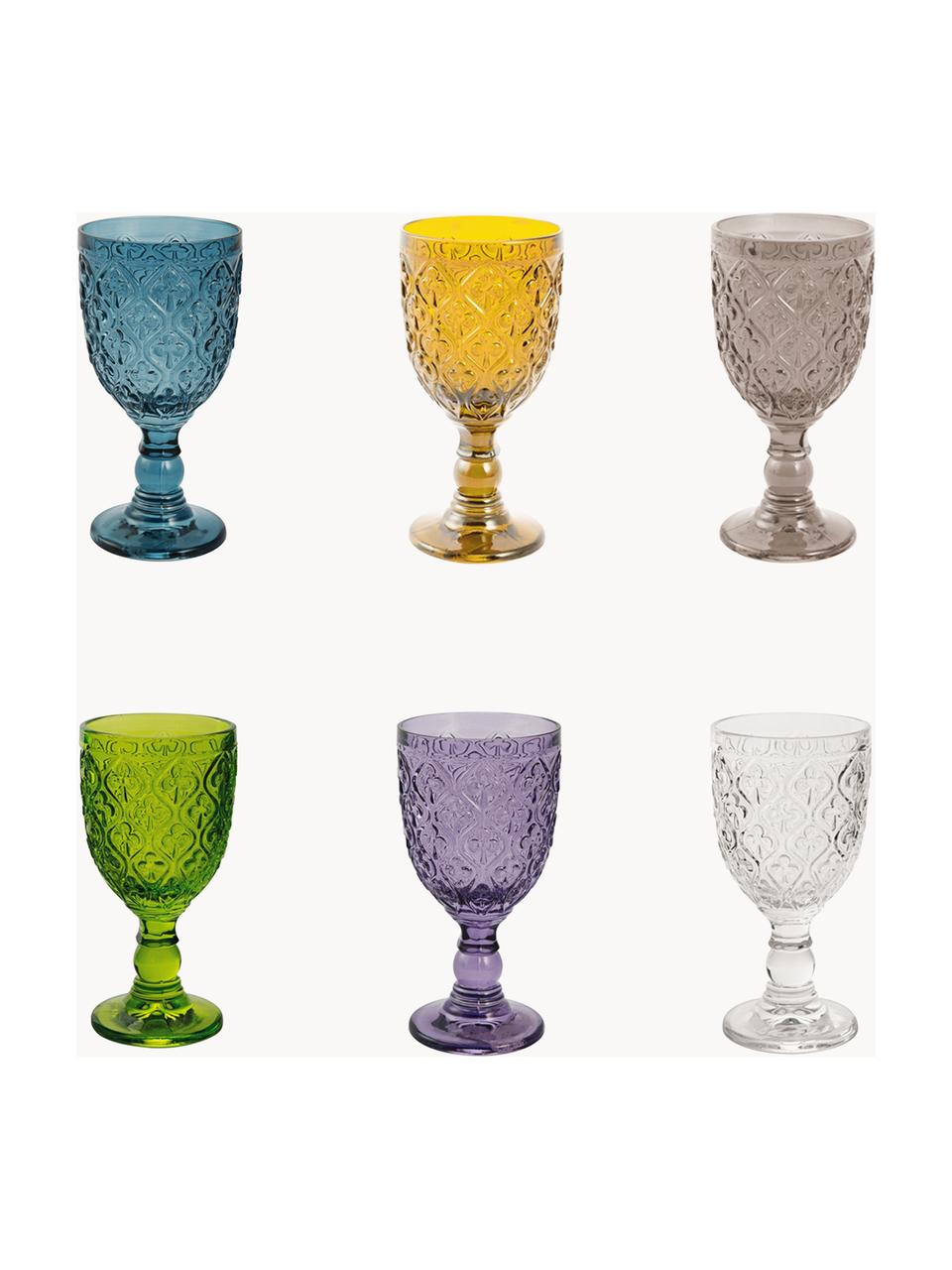 Komplet kieliszków do wina Marrakech, 6 elem., Szkło, Wielobarwny, Ø 8 x W 17 cm, 280 ml