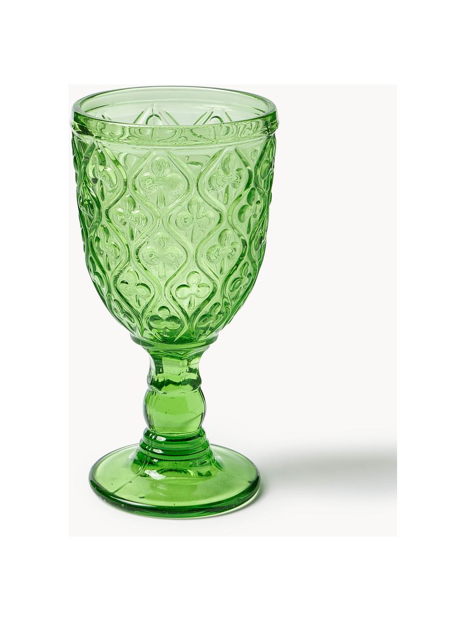 Wijnglazen Marrakech met structuurpatroon, set van 6, Glas, Meerkleurig, Ø 8 x H 17 cm, 280 ml