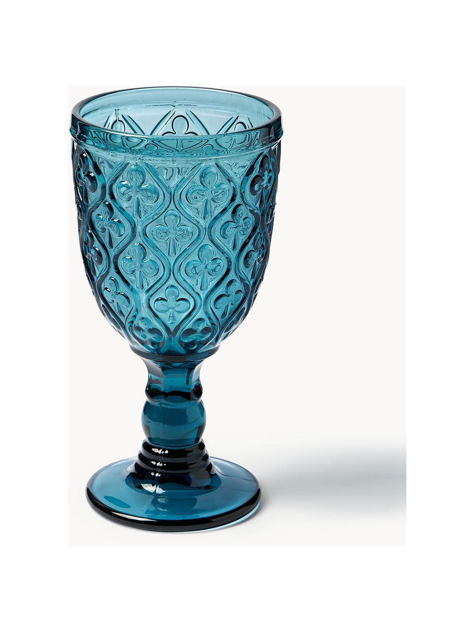 Copas de vino con relives Marrakech, 6 uds., Vidrio, Multicolor, Ø 8 x Al 17 cm, 280 ml