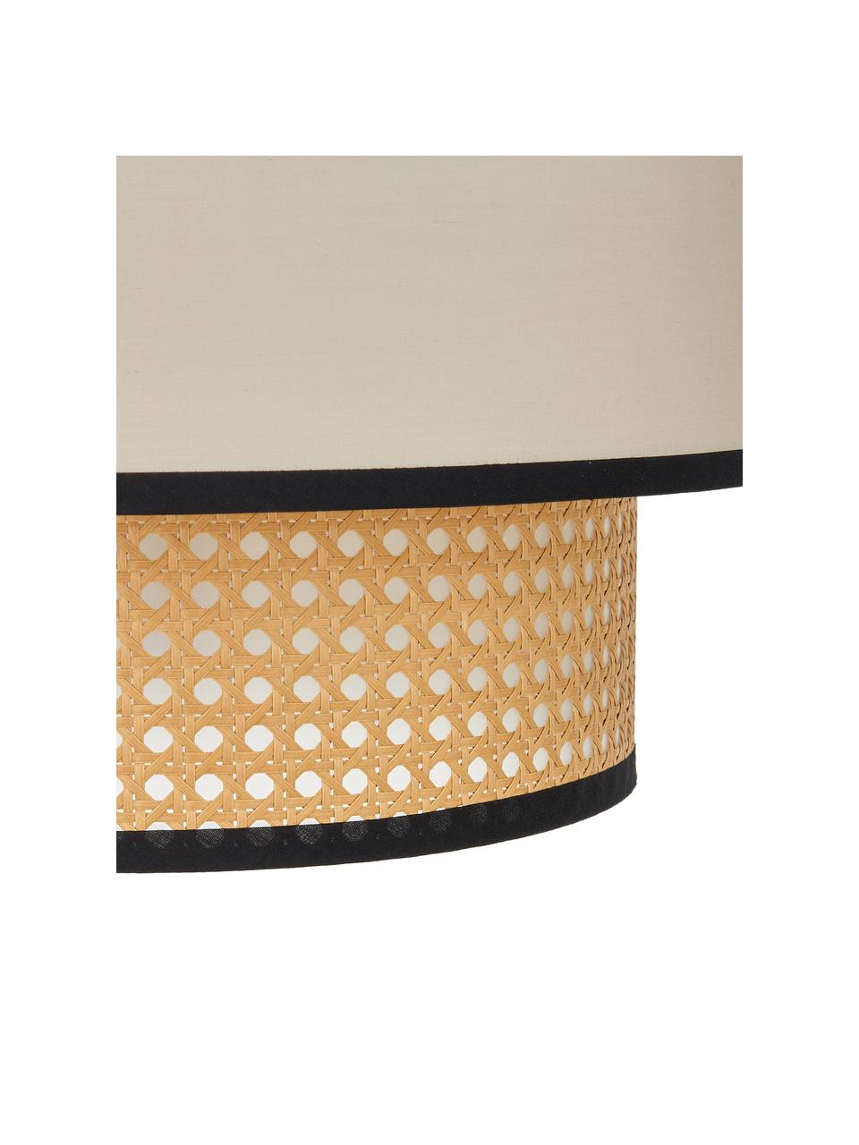 Plafonnier en cannage avec tissu Vienna, Brun clair, noir, beige, Ø 40 x haut. 30 cm