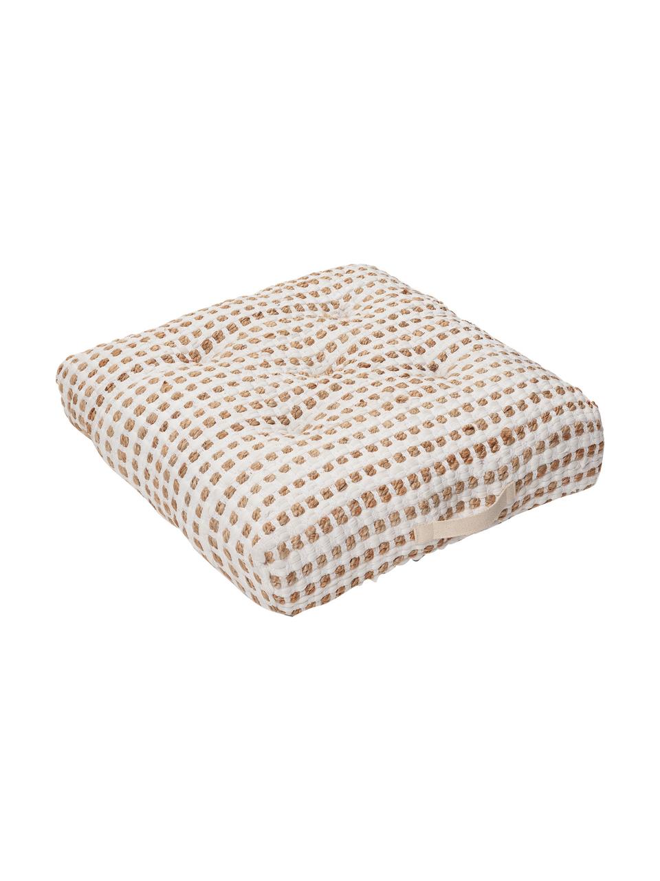 Coussin de sol coton/jute Fiesta, Blanc, beige