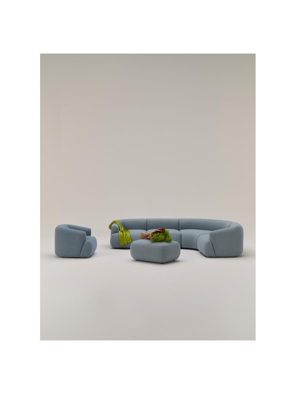 Canapé d'angle modulable 4 places en tissu bouclé Sofia, Bouclé bleu, larg. 318 x prof. 235 cm