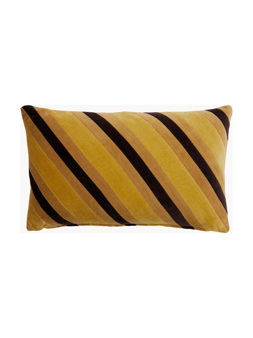 Ručne robený bavlnený vankúš Striped, Tóny žltej, čierna, Š 30 x D 50 cm