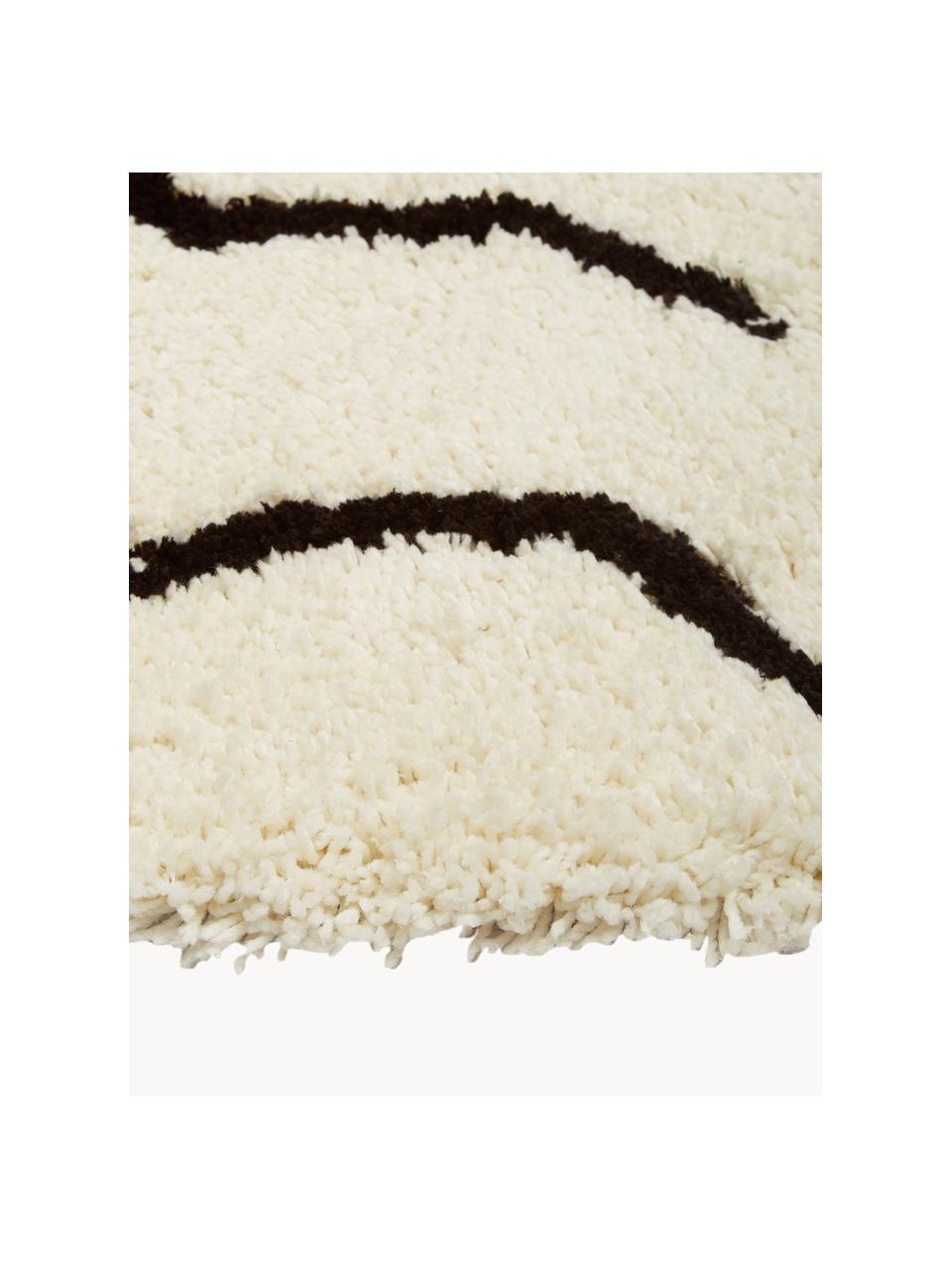 Handgetufteter Hochflor-Teppich Davin, Flor: 100% Polyester-Mikrofaser, Cremeweiß, Schwarz, B 160 x L 230 cm (Größe M)
