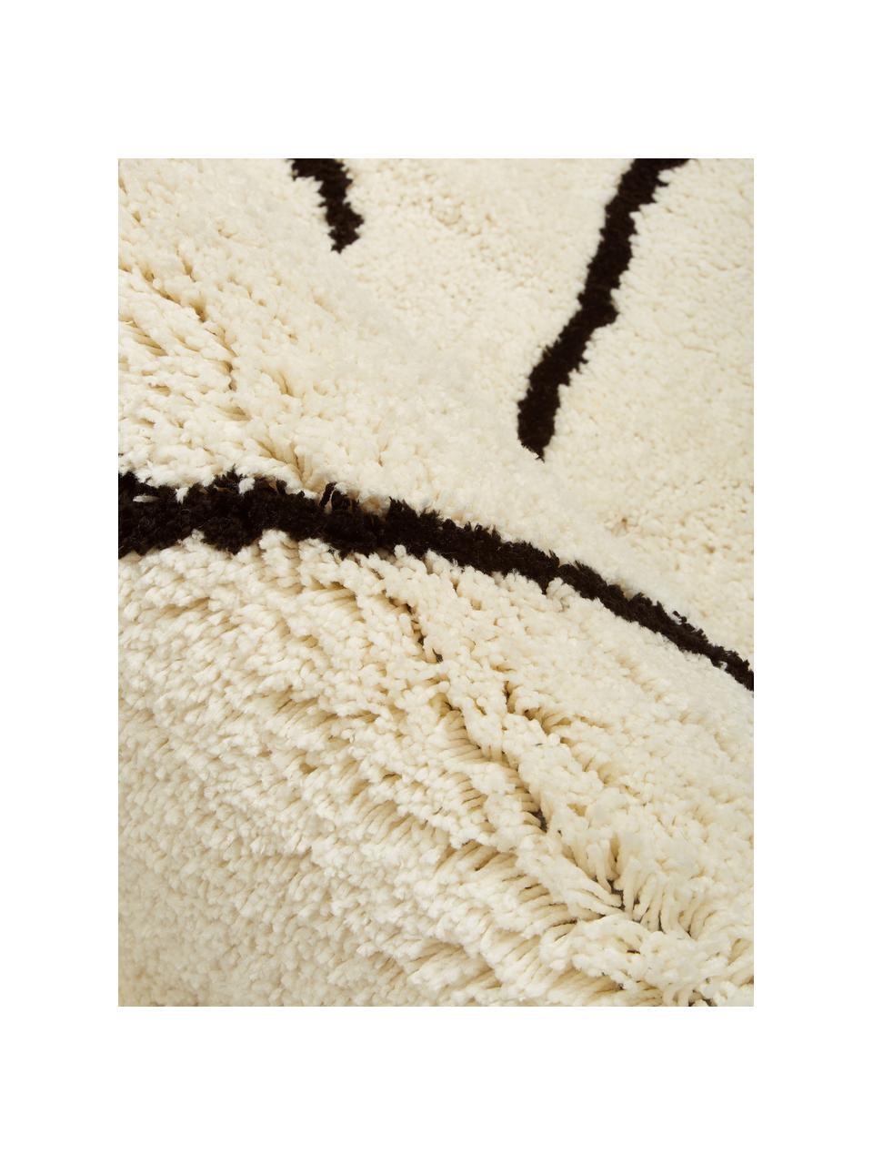 Tapis à poils longs crème tufté main Davin, Blanc crème, noir, larg. 160 x long. 230 cm (taille M)