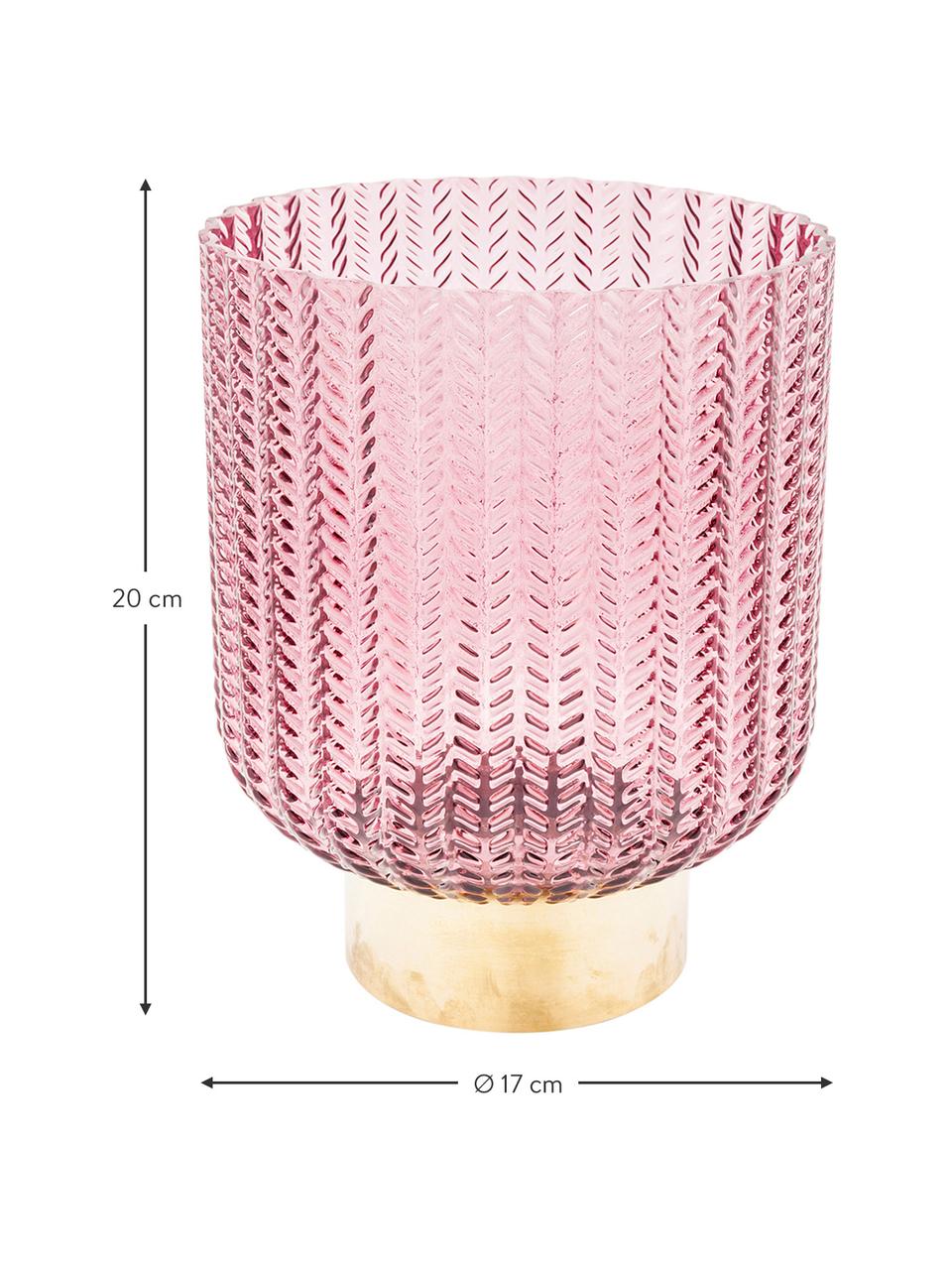 Glas-Vase Barfly mit Messingsockel, Vase: Glas gefärbt, Sockel: Messing, gebürstet, Rosa, transparent, Ø 17 x H 24 cm