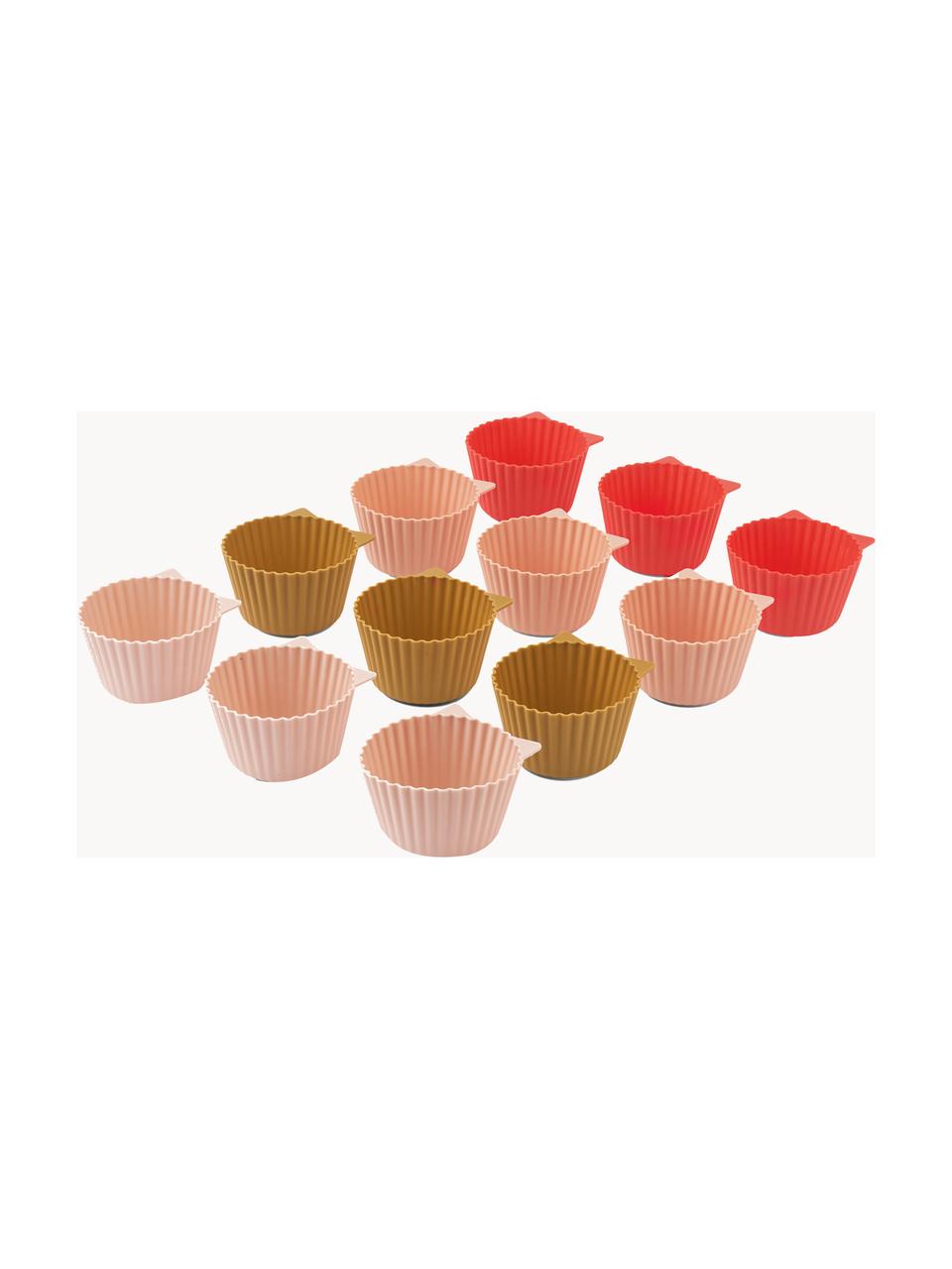 Muffinbekers Jerry, set van 12, Siliconen, Lichtbruin, roze tinten, koraalrood, Ø 7 x H 4 cm