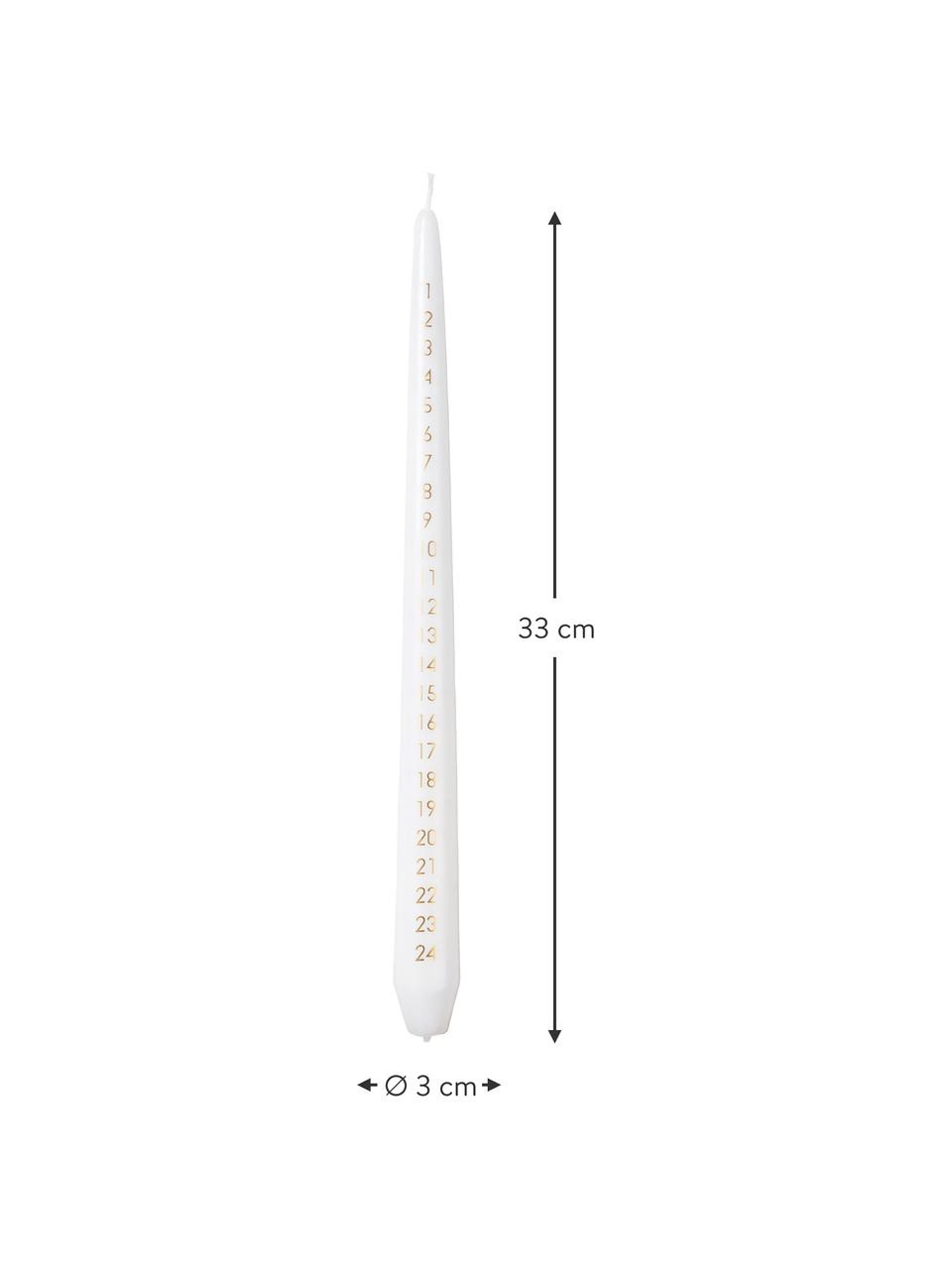 Bougie de l'Avent Taper, Paraffine, Blanc, doré, Ø 3 x haut. 33 cm