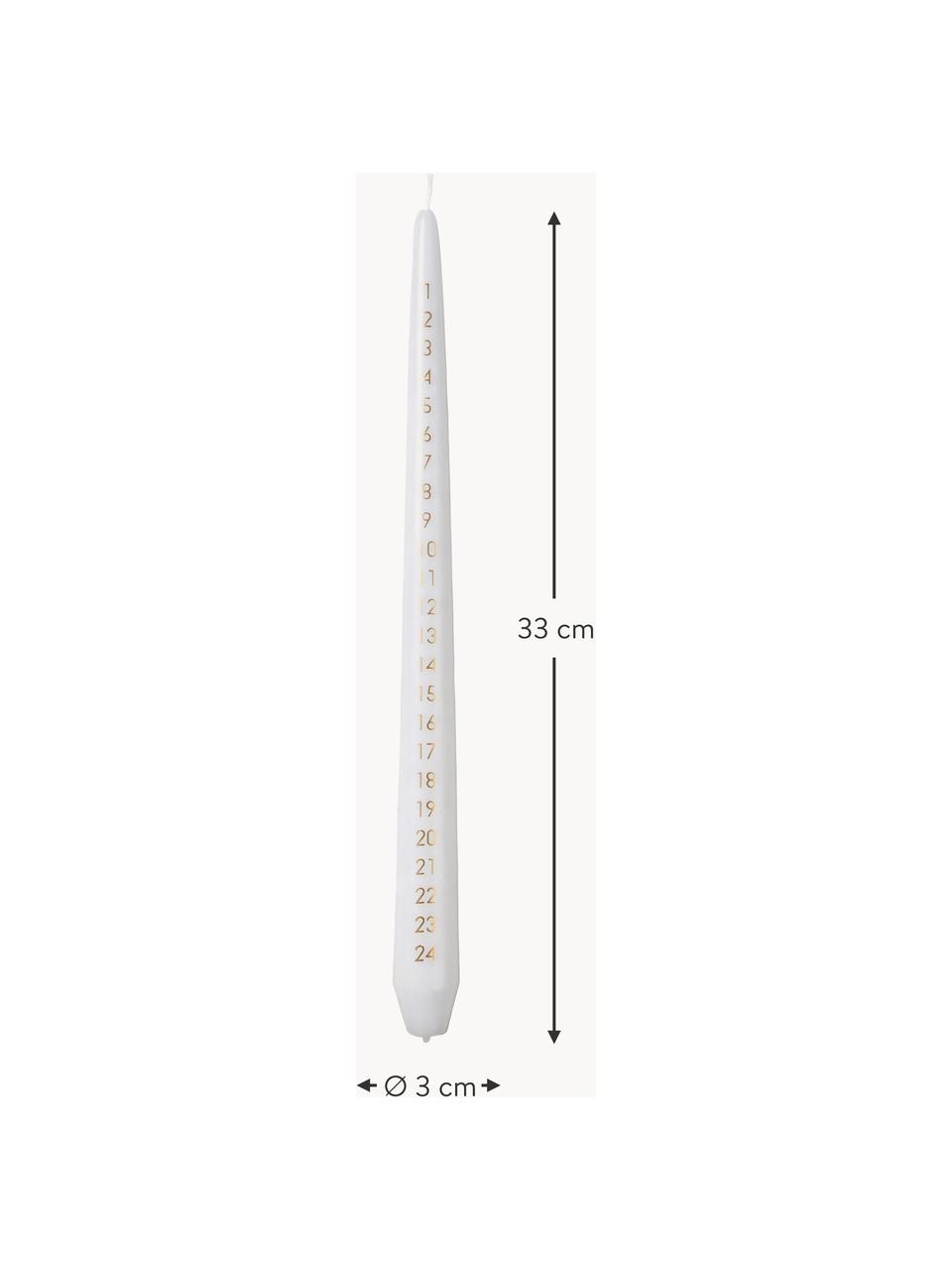 Bougie de l'Avent Taper, Paraffine, Blanc, doré, Ø 3 x haut. 33 cm