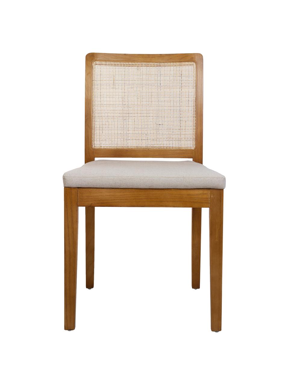 Silla con malla vienesa Emmy, Asiento: poliéster, Estructura: madera de olmo, Marrón, An 42 x F 47 cm