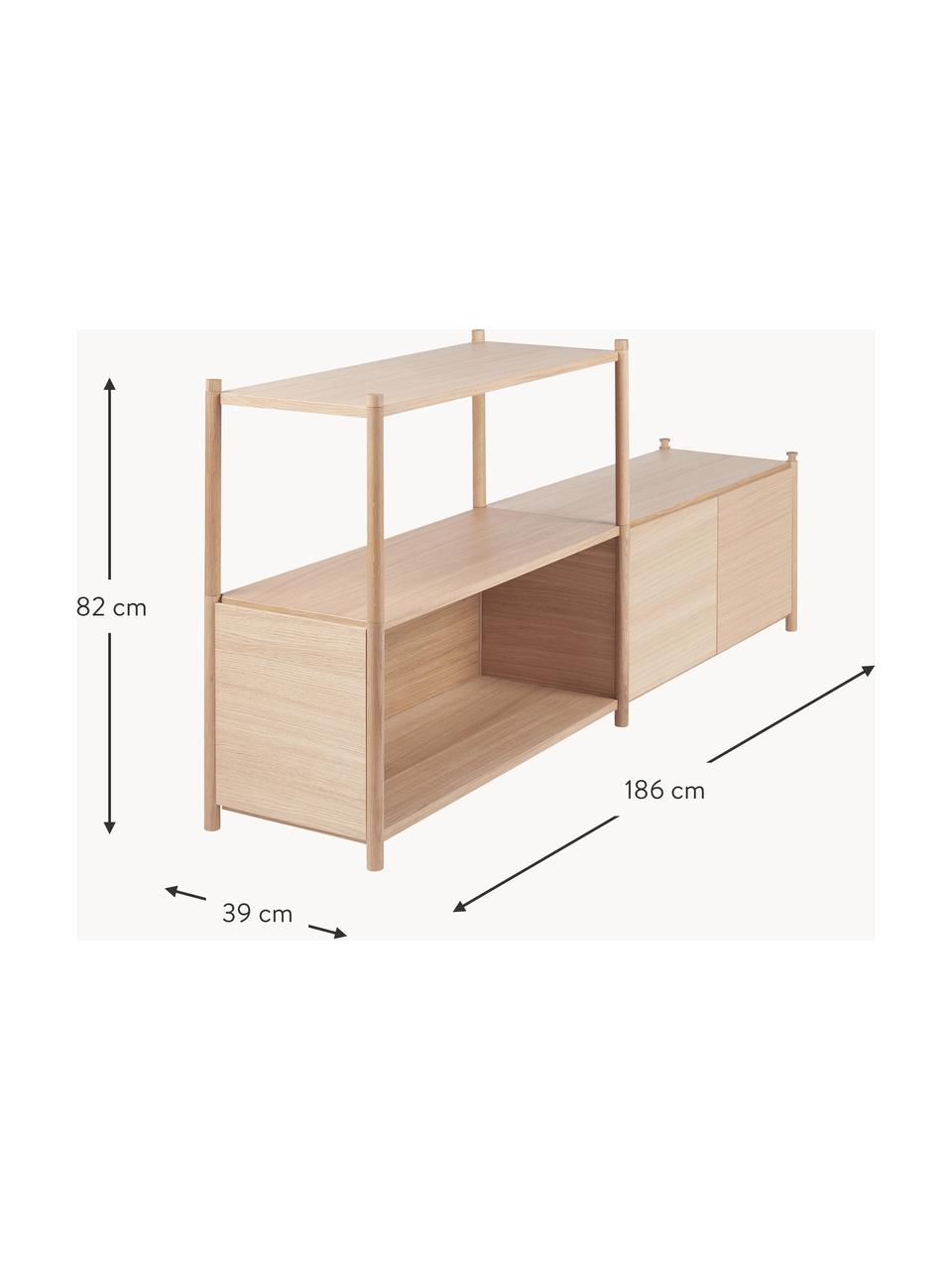 Regal Sceene aus Eichenholz, Gestell: Eichenholz, massiv, Eichenholz, B 186 x H 82 cm