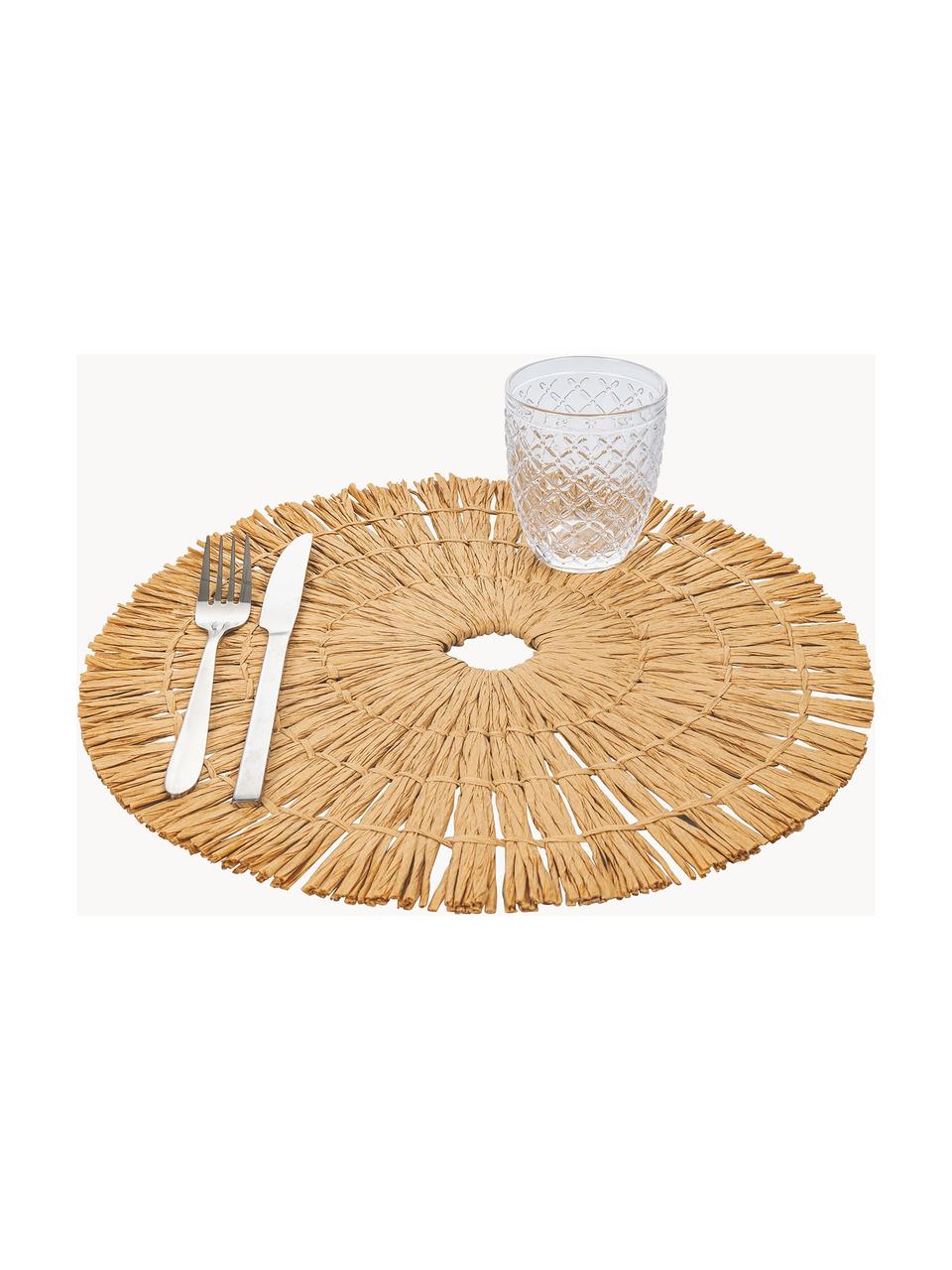 Set di 6 tovagliette fatte a mano Tovaglietta, Carta, Tonalità marroni e beige, Ø 38 cm