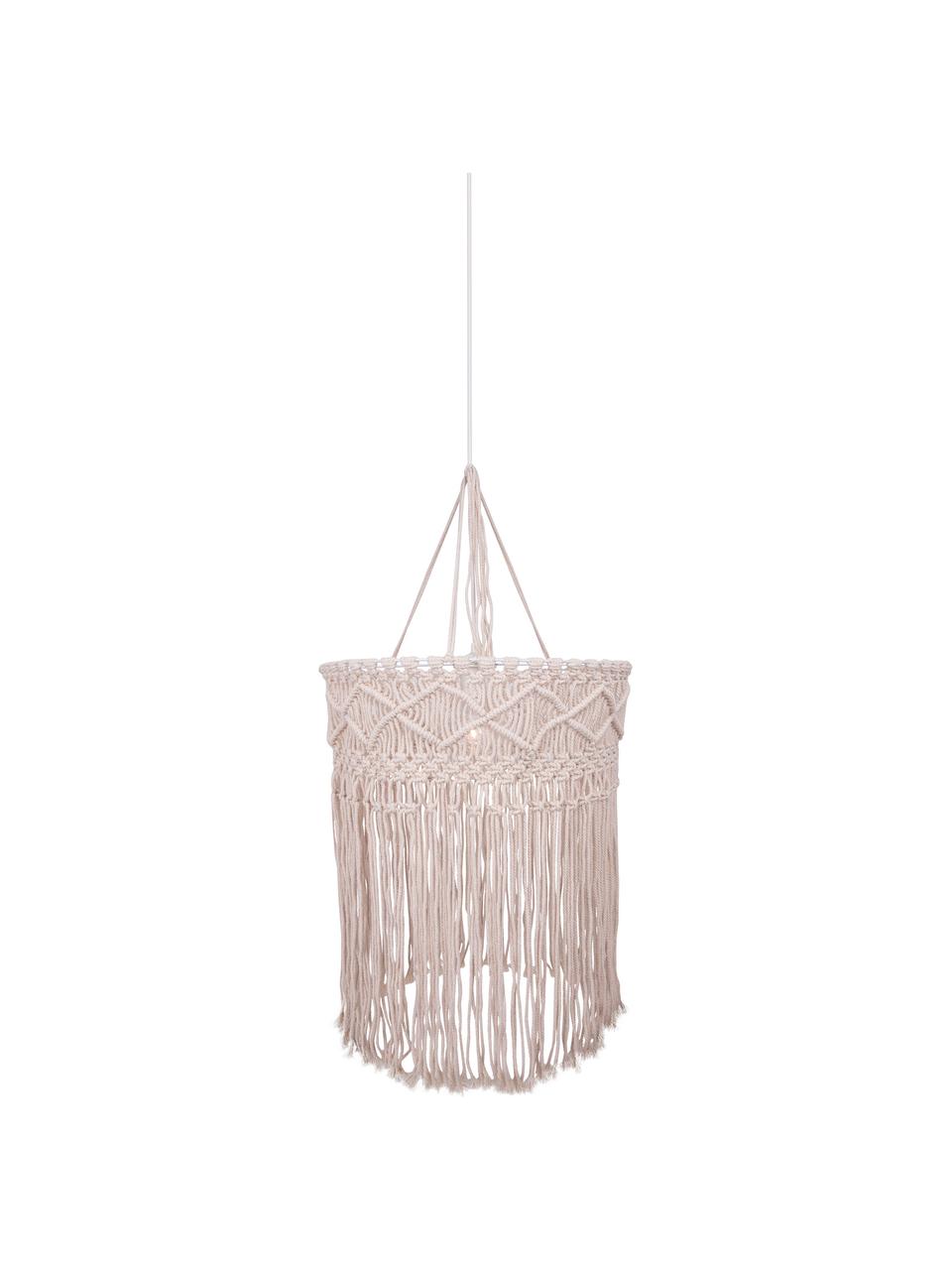 Design hanglamp Havanna van katoen, Lampenkap: katoen, Wit, beige, Ø 40 x H 50 cm