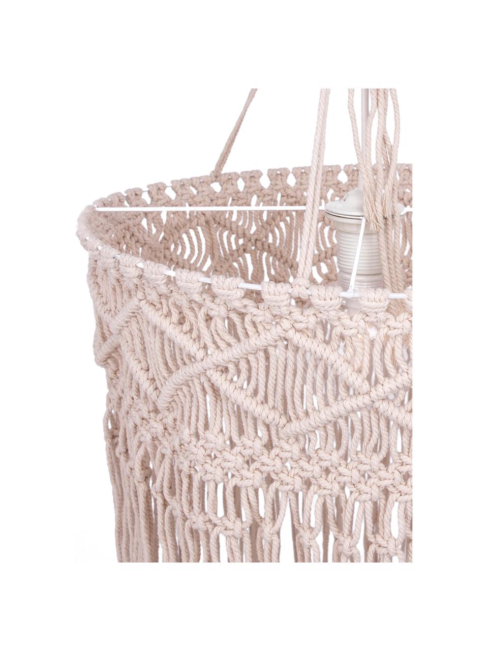 Design hanglamp Havanna van katoen, Lampenkap: katoen, Wit, beige, Ø 40 x H 50 cm