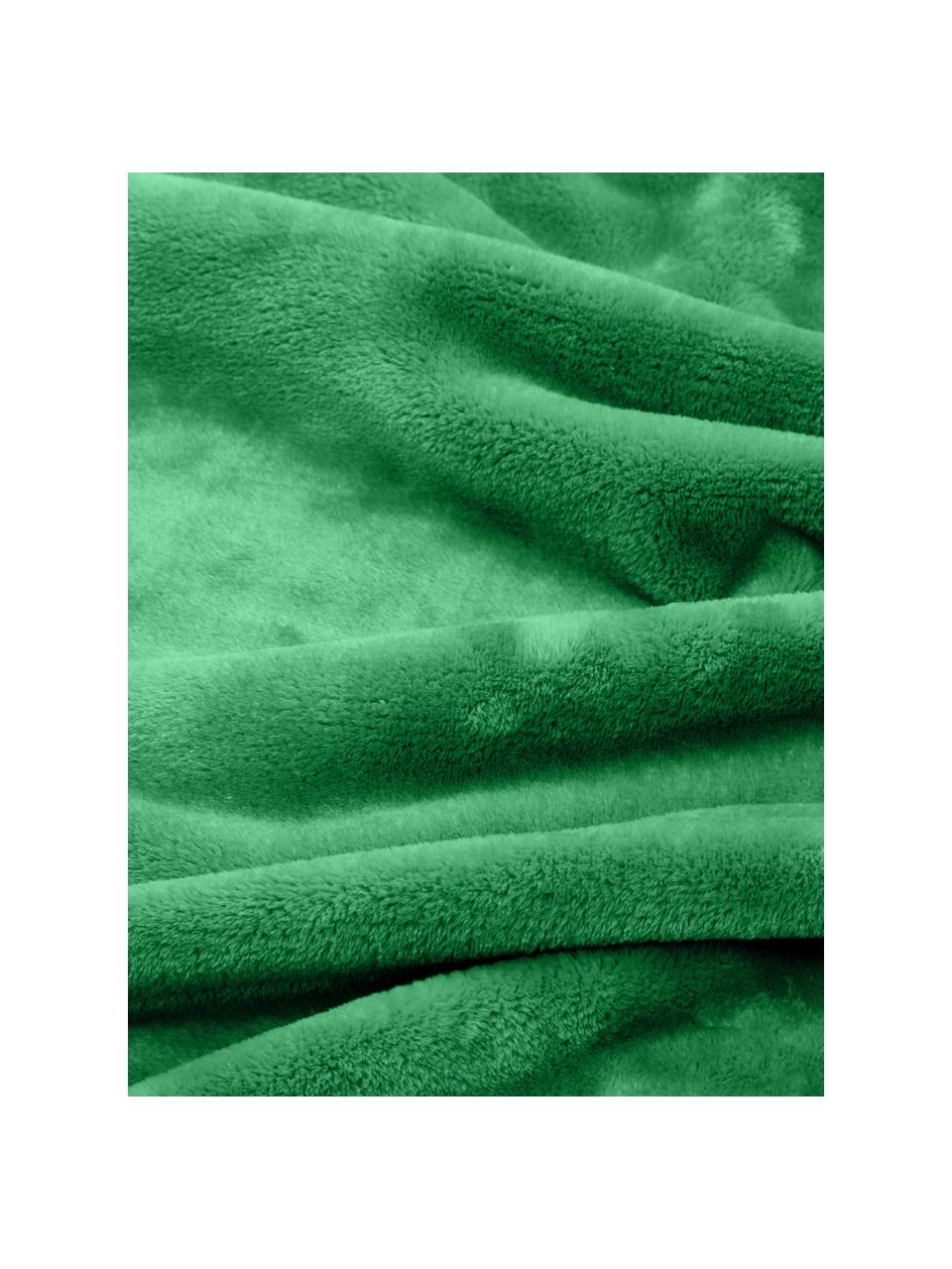 Zachte plaid Doudou in groen, 100% polyester, Groen, 130 x 160 cm