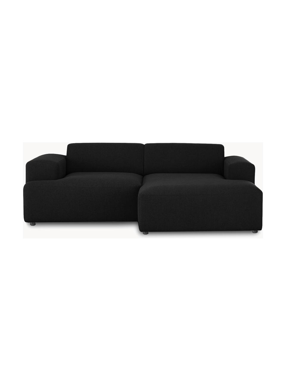 Ecksofa Melva (3-Sitzer), Bezug: 100% Polyester Der hochwe, Gestell: Massives Kiefernholz, Spa, Webstoff Schwarz, B 239 x T 143 cm, Eckteil links