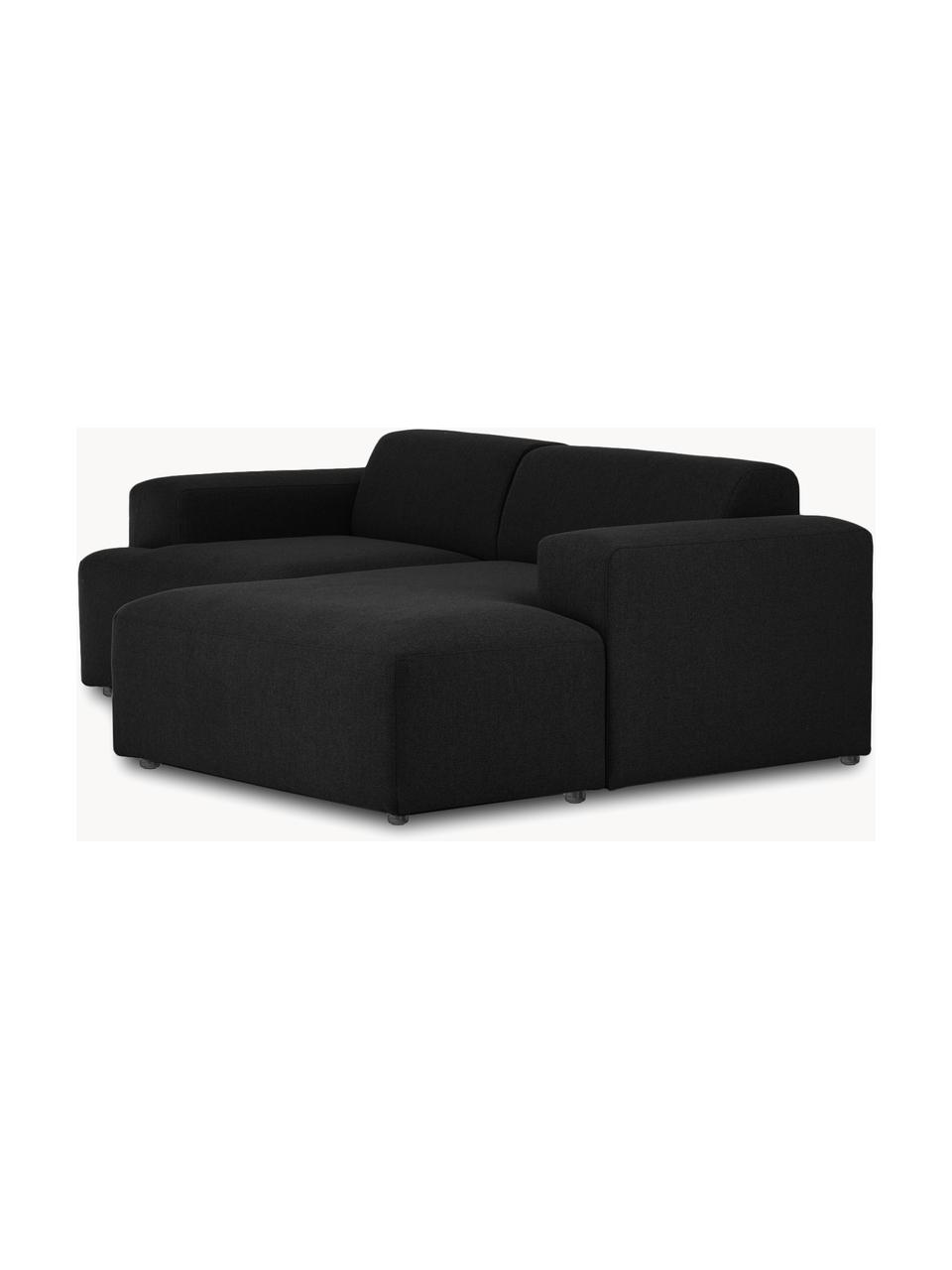 Ecksofa Melva (3-Sitzer), Bezug: 100% Polyester Der hochwe, Gestell: Massives Kiefernholz, Spa, Webstoff Schwarz, B 239 x T 143 cm, Eckteil links