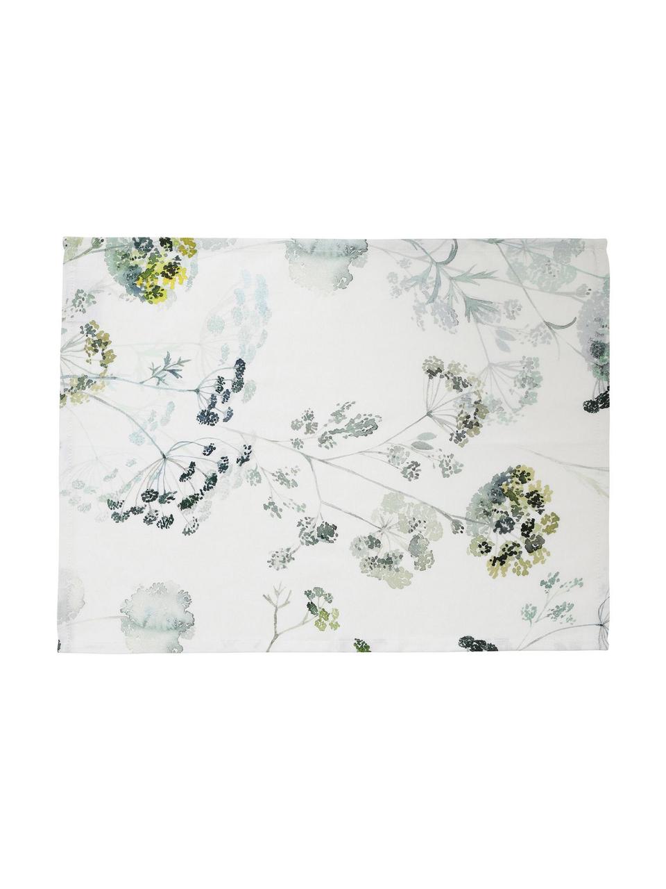 Podkładka z bawełny Herbier, 2 szt., Bawełna, Biały, odcienie zielonego, S 50 x D 38 cm