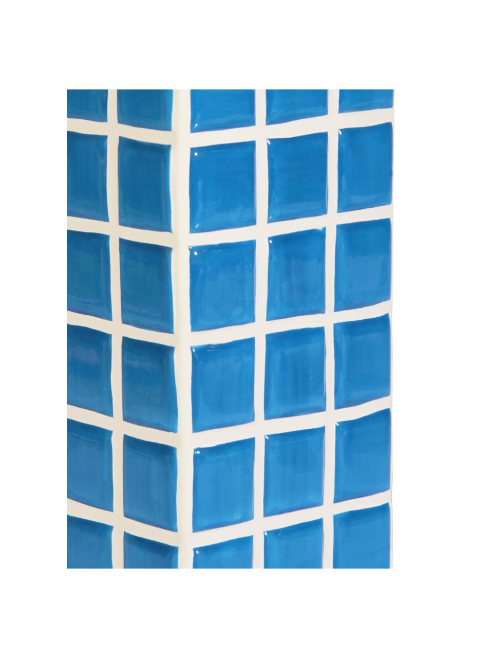 Jarrón de dolomita Tile, Dolomita, Azul claro, blanco, An 11 x Al 21 cm