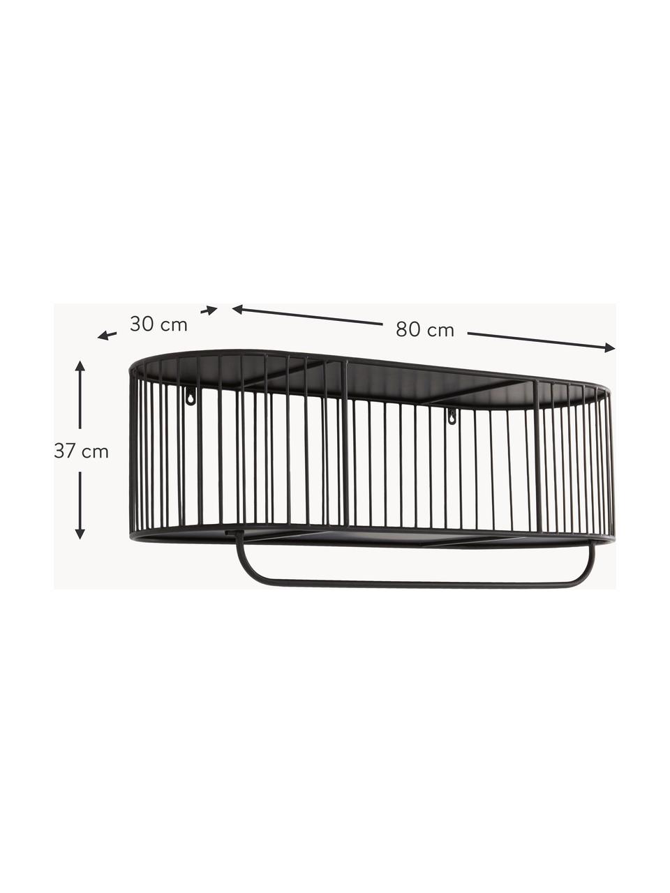 Appendiabiti in metallo London, Ferro verniciato a polvere, Nero, Larg. 80 x Alt. 37 cm