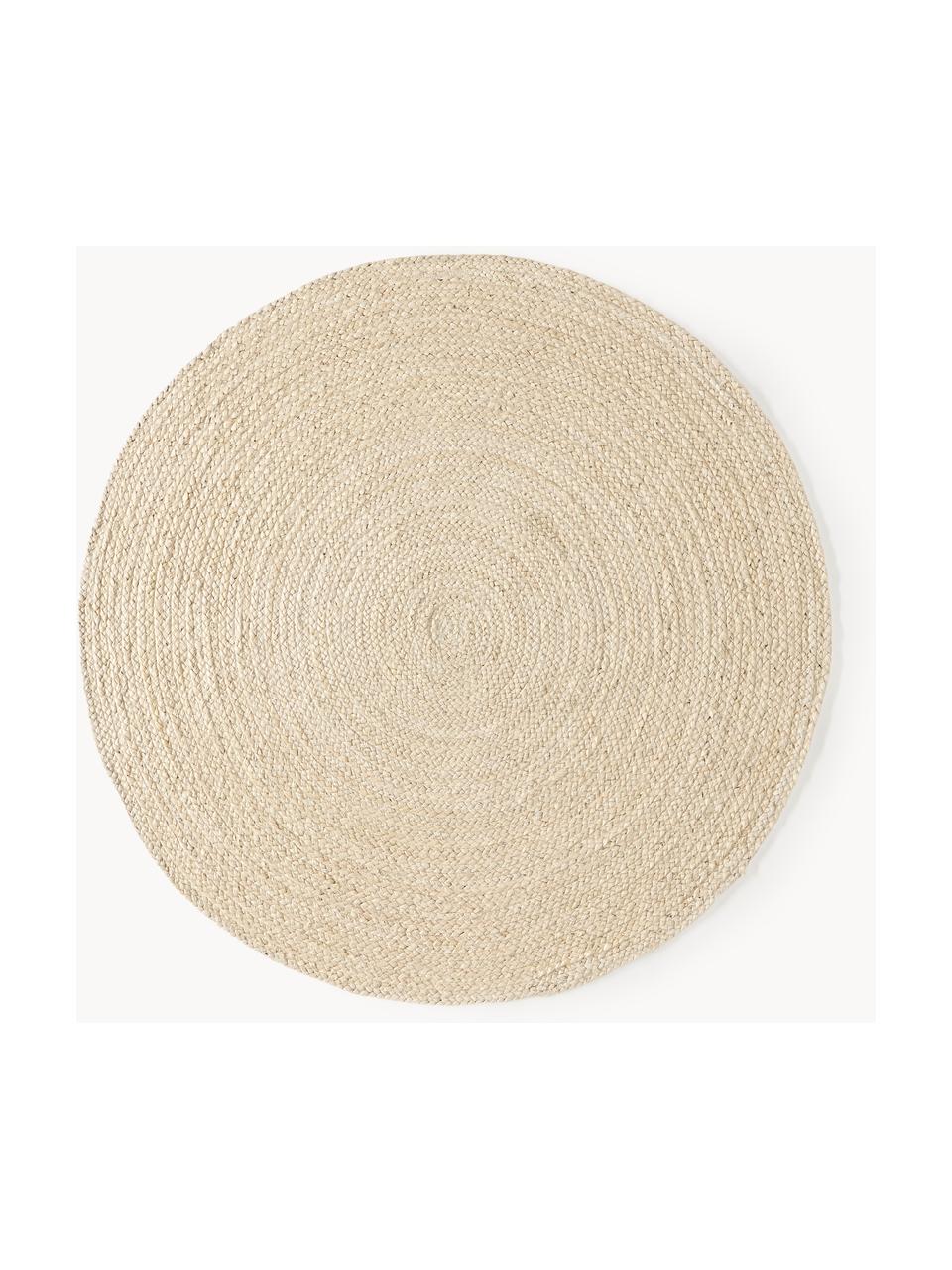 Runder Jute-Teppich Sharmila, handgefertigt, 100 % Jute, Off White, Ø 100 cm (Grösse XS)