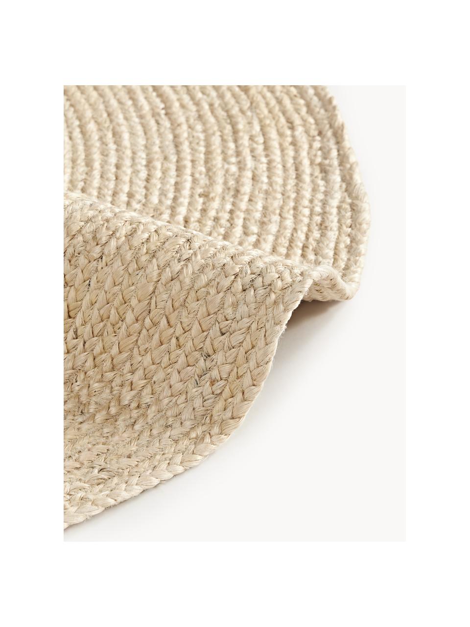 Runder Jute-Teppich Sharmila, handgefertigt, 100 % Jute, Off White, Ø 100 cm (Grösse XS)