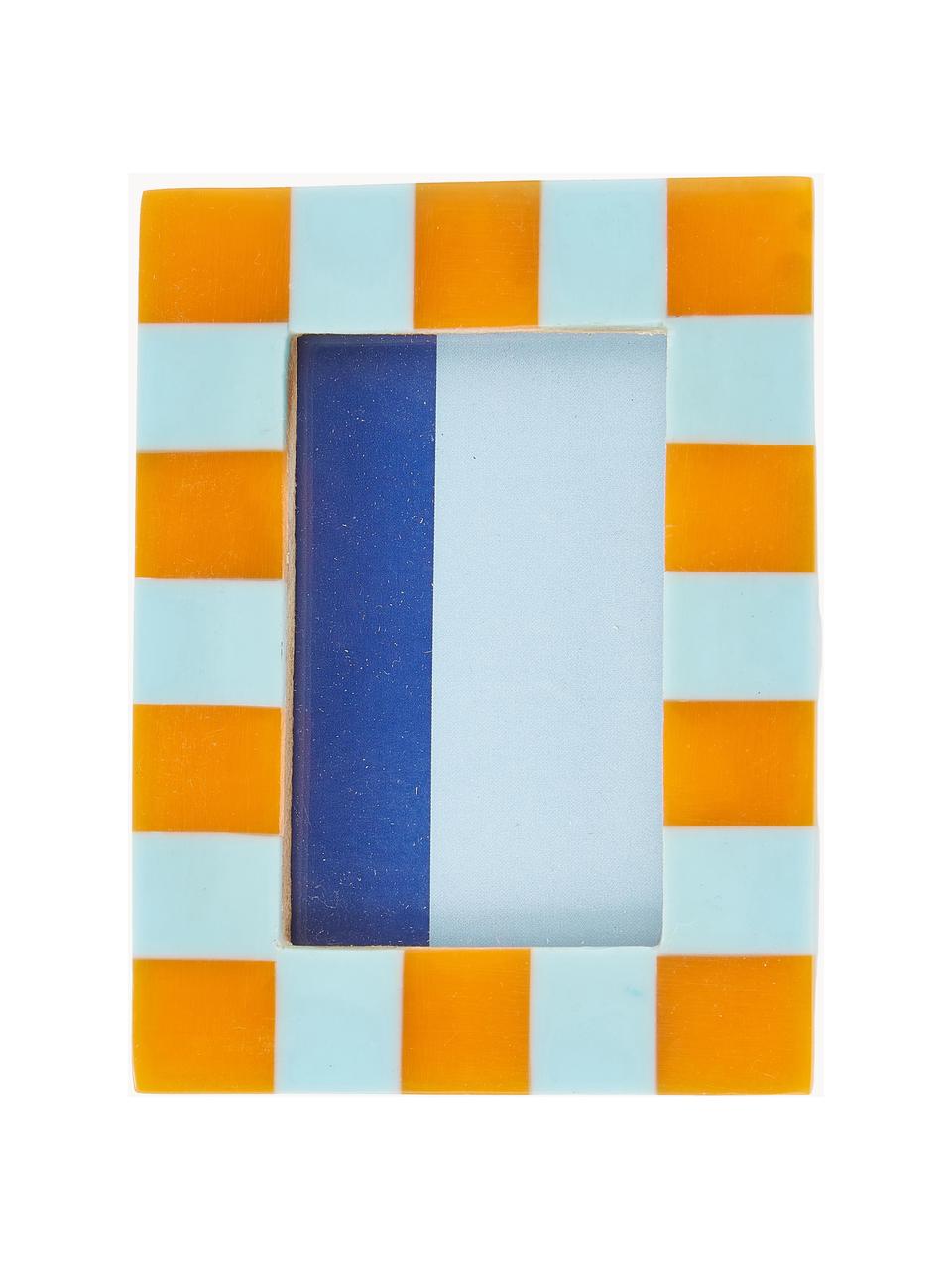 Fotolijstje Check, Polyresin, MDF, Oranje, wit, blauw, B 8 x H 11 cm