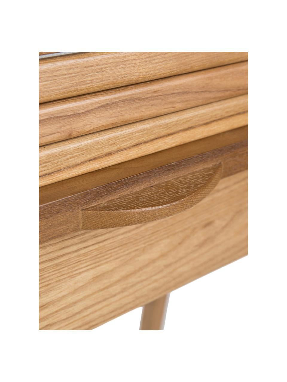 Holz-Schreibtisch Barbier mit rollbarer Abdeckung und geriffelter Front, Tischplatte: Mitteldichte Holzfaserpla, Eschenholz, B 110 x T 61 cm