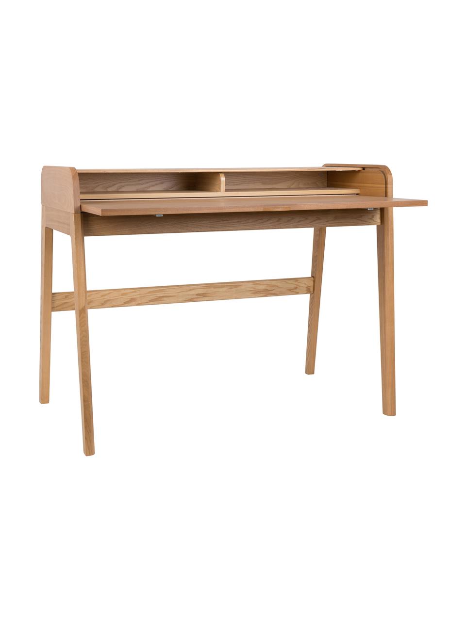 Pracovný drevený stôl s drážkovou prednou stranou Barbier, Jaseňové drevo, Š 110 x V 85 cm