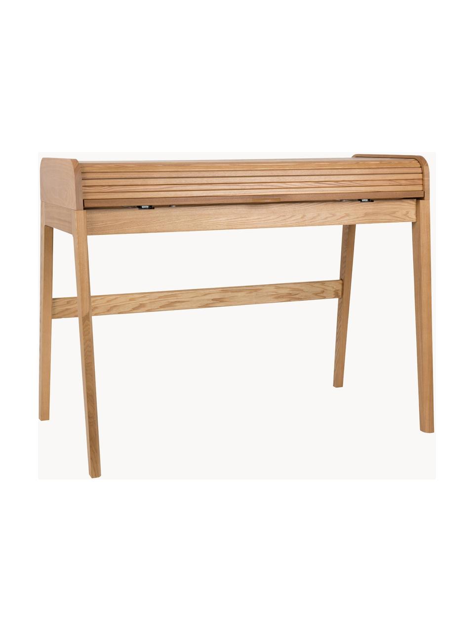 Pracovný drevený stôl s drážkovou prednou stranou Barbier, Jaseňové drevo, Š 110 x V 85 cm