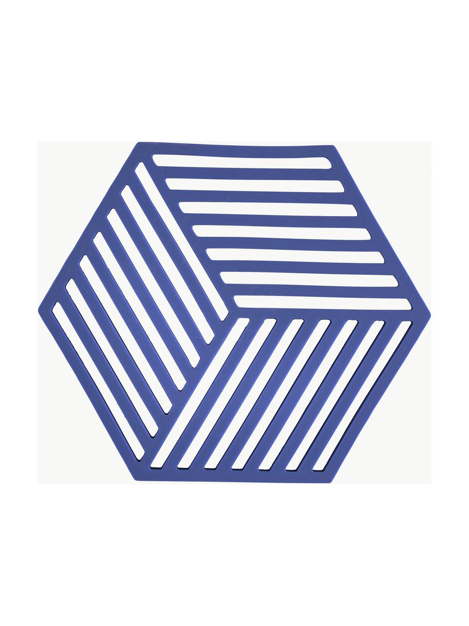 Posavasos de silicona Hexagon, Silicona, Azul real, An 14 x L 16 cm