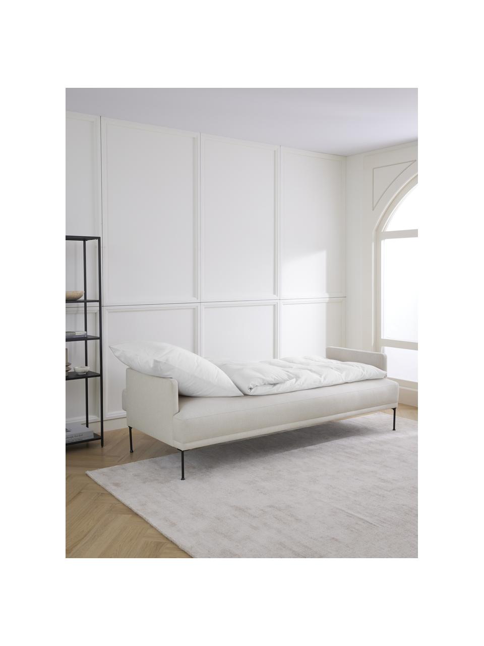 Slaapbank Fluente (3-zits), Bekleding: 80% polyester, 20% ramie , Frame: massief grenenhout, FSC-g, Poten: gepoedercoat metaal, Geweven stof lichtbeige, B 220 x D 88 cm