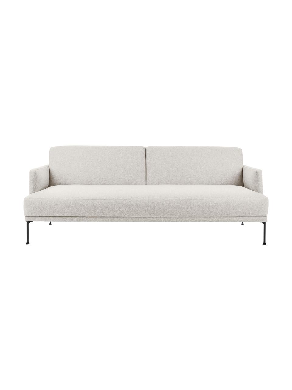 Sofa rozkładana z metalowymi nogami Fluente (3-osobowa), Tapicerka: 80% poliester, 20% ramia , Tapicerka: wyściółka z pianki na zaw, Stelaż: lite drewno sosnowe z cer, Nogi: metal malowany proszkowo, Beżowa tkanina, S 220 x W 86 cm