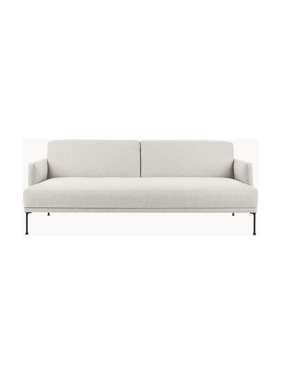 Slaapbank Fluente (3-zits), Bekleding: 80% polyester, 20% ramie , Frame: massief grenenhout, FSC-g, Poten: gepoedercoat metaal, Geweven stof lichtbeige, B 220 x D 88 cm