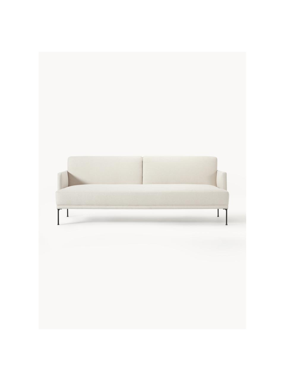 Schlafsofa Fluente (3-Sitzer), Bezug: 80 % Polyester, 20 % Rami, Gestell: Massives Kiefernholz, Füße: Metall, pulverbeschichtet, Webstoff Hellbeige, B 220 x T 88 cm