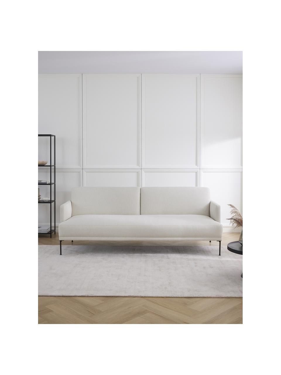 Divano letto 3 posti Fluente, Rivestimento: 80% poliestere, 20% Ramie, Struttura: legno di pino massiccio, , Piedini: metallo laccato a polvere, Tessuto beige chiaro, Larg. 220 x Prof. 88 cm