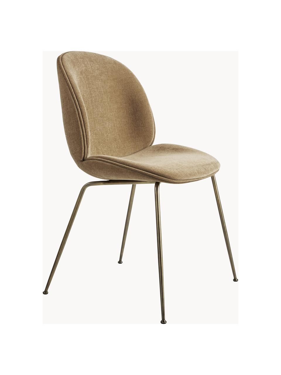 Krzesło tapicerowane Beetle, Tapicerka: 100% poliester, Nogi: stal powlekana, Beżowy, odcienie złotego, matowy, S 56 x G 58 cm