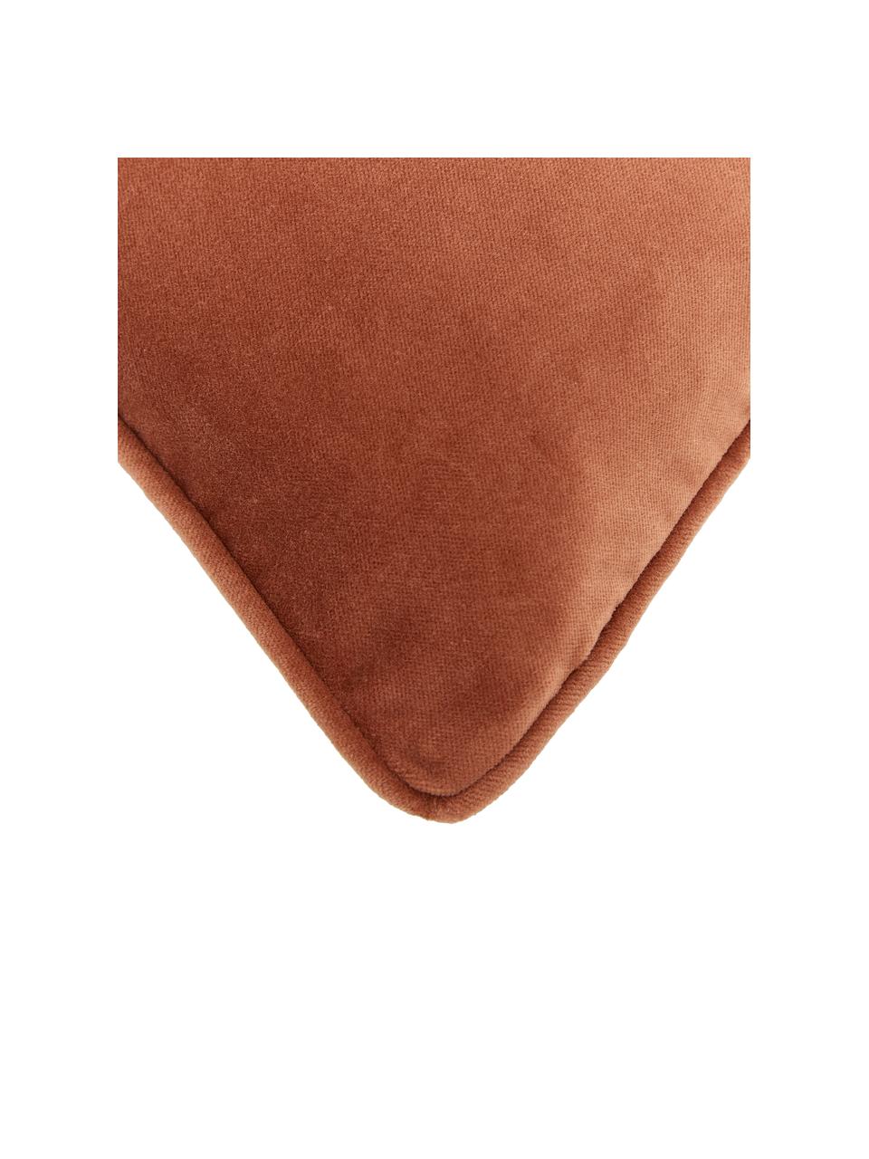 Jednobarevný sametový povlak na polštář Dana, 100% bavlněný samet, Rezavá, Š 50 cm, D 50 cm