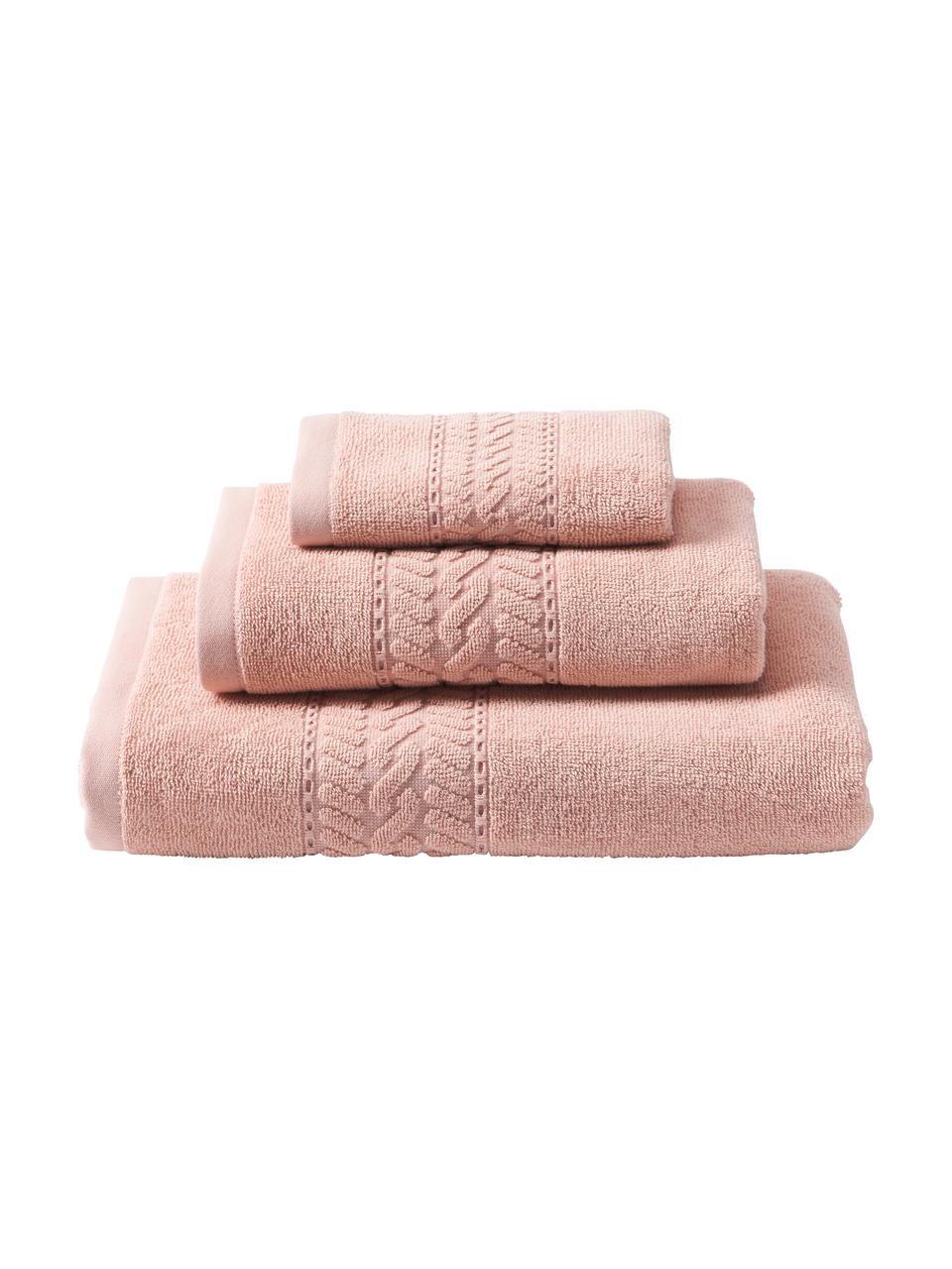 Handdoekenset Cordelia, 3-delig, Roze, Set met verschillende formaten