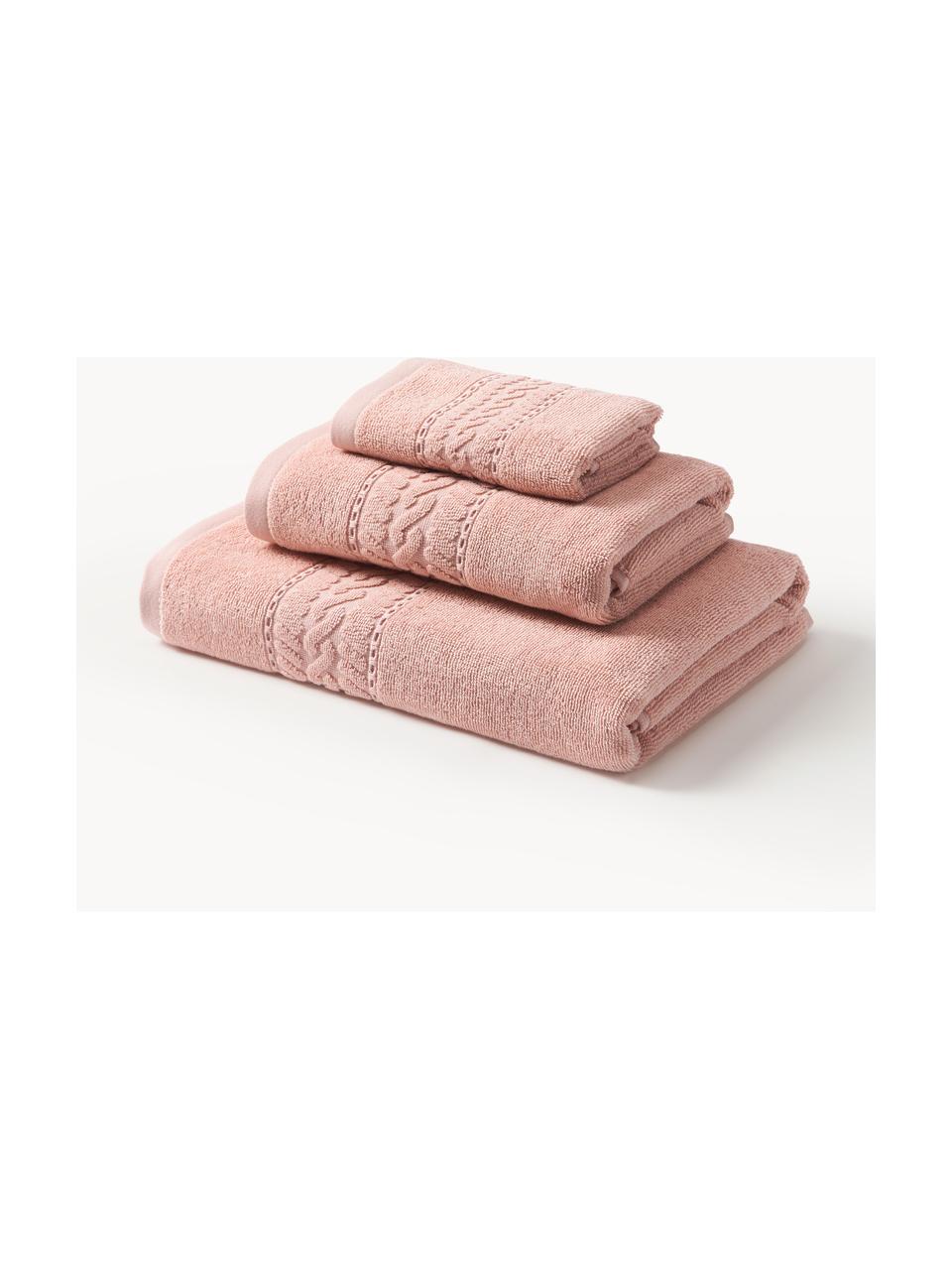 Súprava uterákov Cordelia, 3 diely, Broskyňová, 3-dielna súprava (uterák pre hostí, uterák na ruky, osuška)