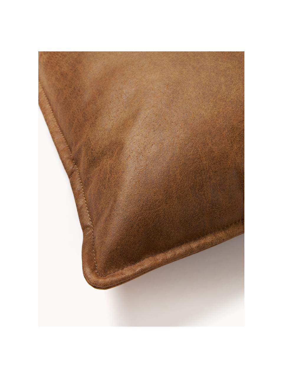 Coussin canapé en cuir recyclé Lennon, Cuir brun, larg. 50 x long. 80 cm