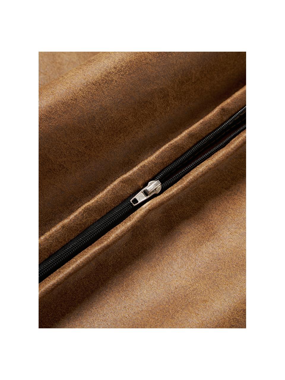 Cojín de cuero reciclado sofá Lennon, Funda: 70% cuero, 30% poliéster, Cuero marrón, An 50 x L 80 cm