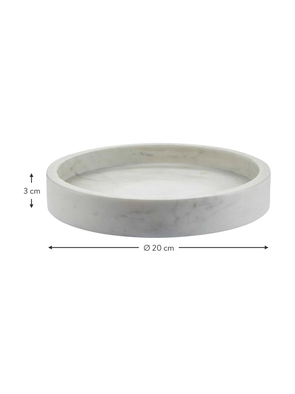 Okrągła taca dekoracyjna z marmuru Pako, Marmur, Biały, marmurowy, Ø 20 cm