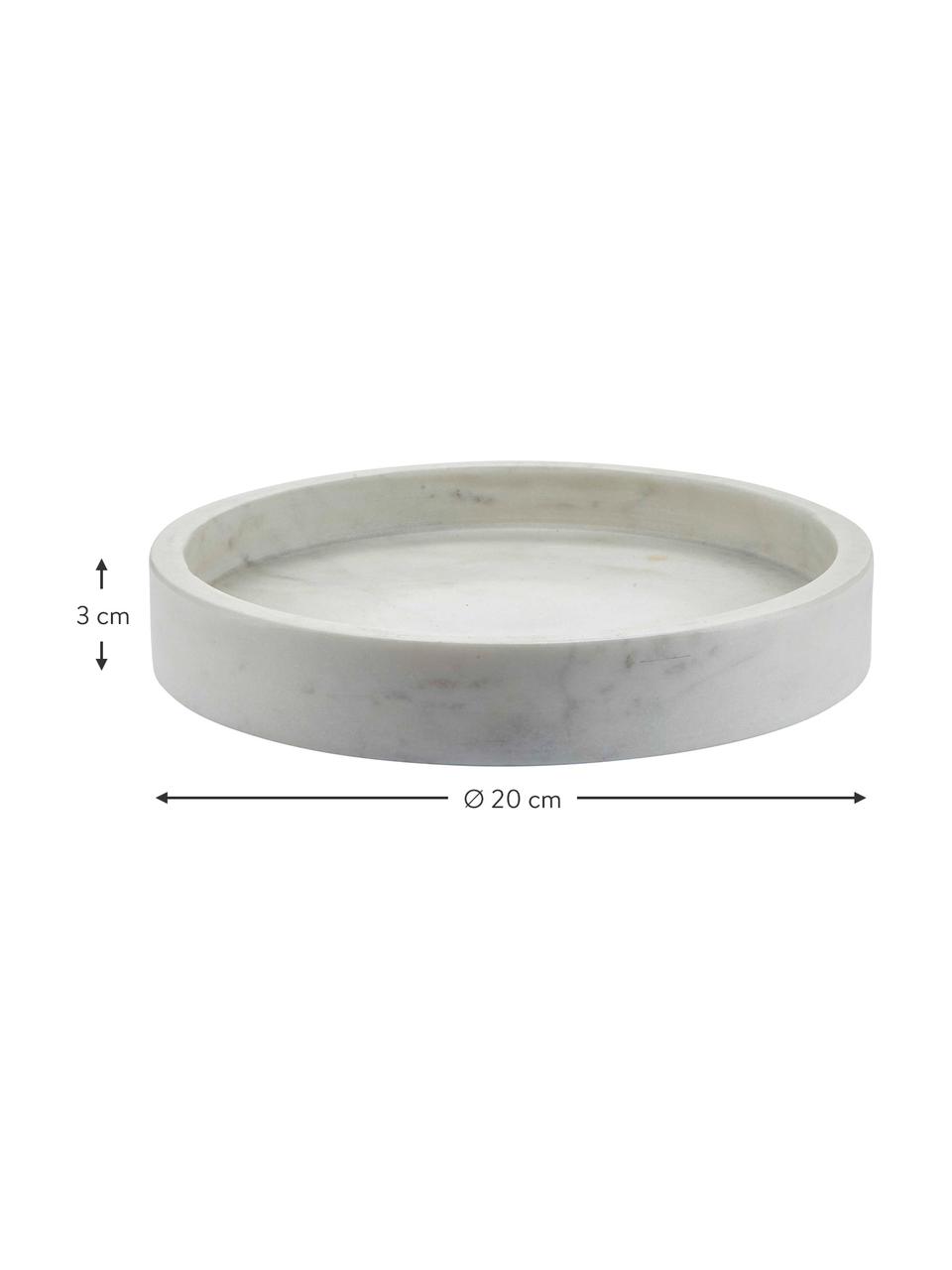 Rundes Deko-Tablett Pako aus Marmor, Marmor, Weiß, Ø 20 cm