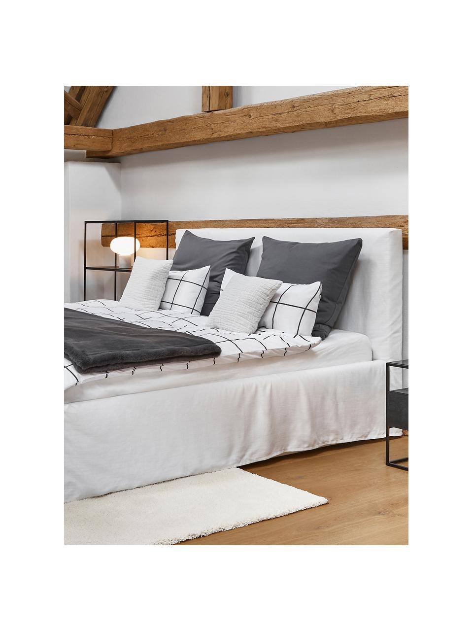 Kockovaná posteľná bielizeň z bavlneného perkálu Juna, Biela, čierna, 155 x 220 cm + 1 vankúš 80 x 80 cm