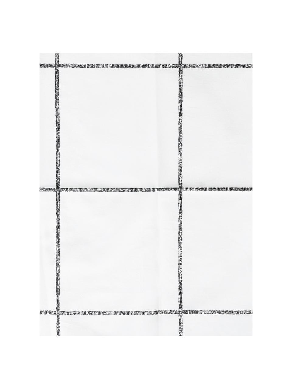 Kárované povlečení z bavlněného perkálu Juna, Bílá, černá, 155 x 220 cm + 1 polštář 80 x 80 cm