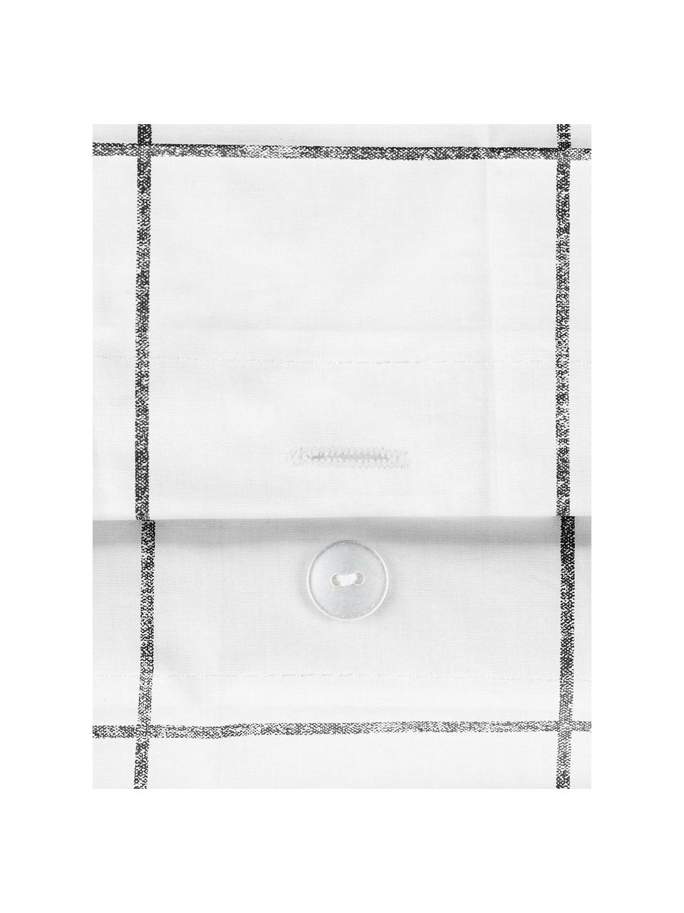Kockovaná posteľná bielizeň z bavlneného perkálu Juna, Biela, čierna, 155 x 220 cm + 1 vankúš 80 x 80 cm